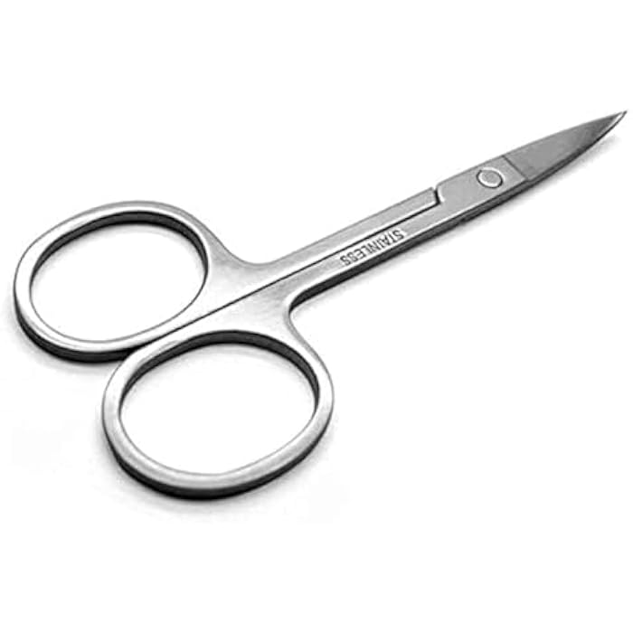 HASANAT ESSENTIALS Stainless Steel Scissor with Curved Sharp Edge Blades for Eyebrow, Facial Hairs and Eyelashes 2986 - Image 1